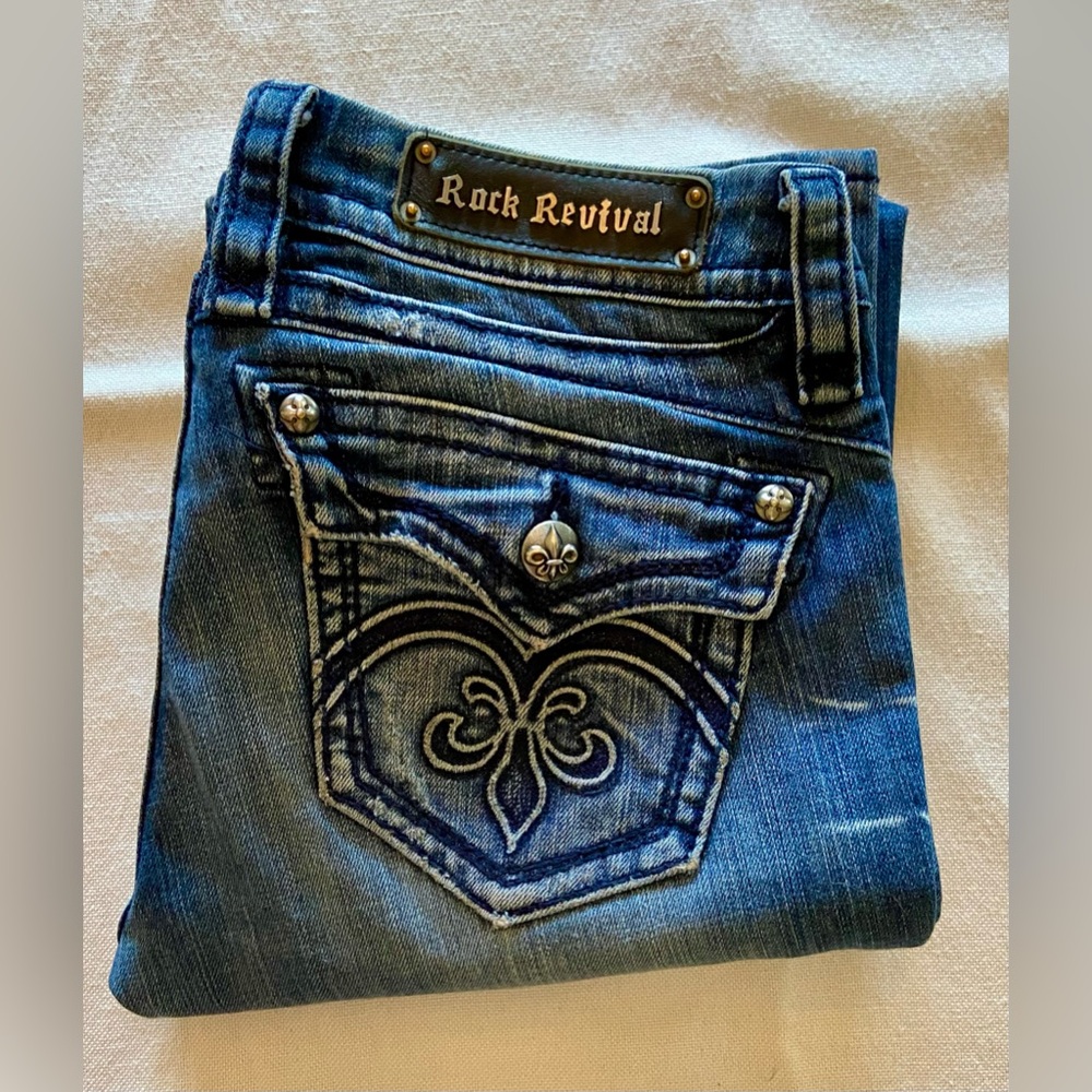 🔵 WOMENS ROCK REVIVAL SASHA BOOT DISTRESSED JEANS - SIZE 29 🔵